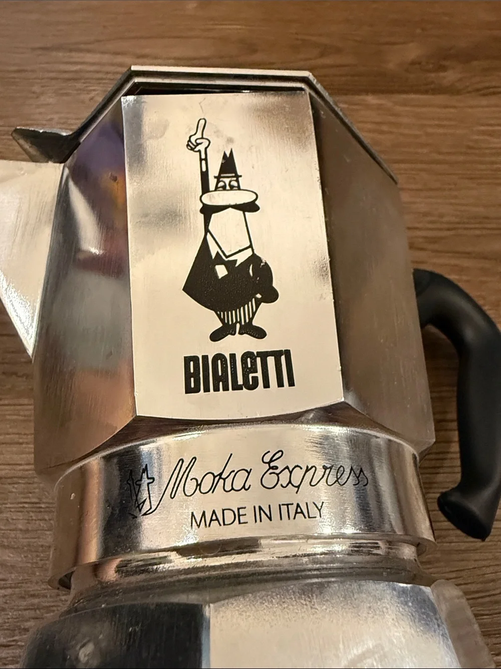 Bialetti Moka Express Stovetop Coffee Maker - Silver with Black Handle